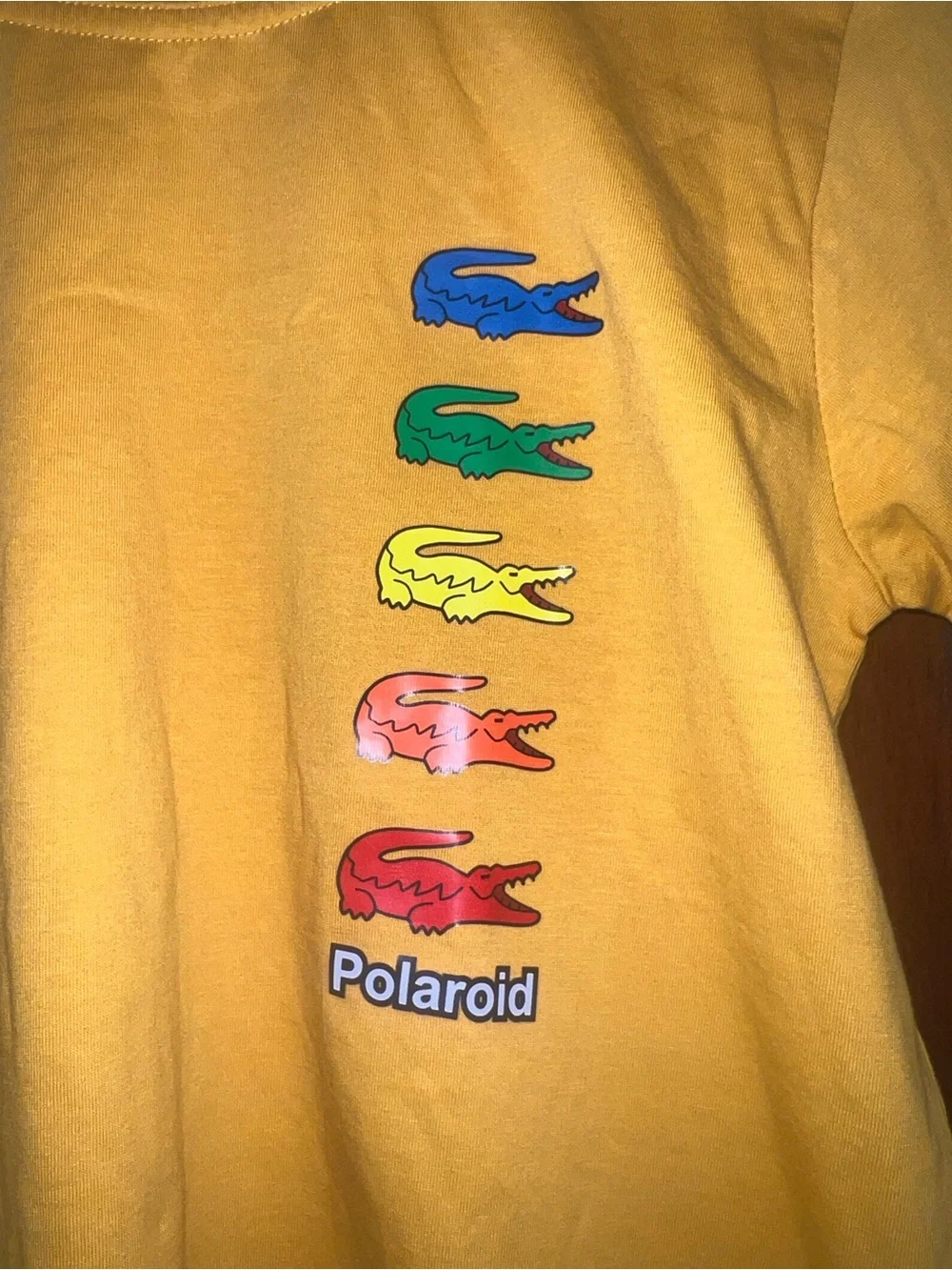 Lacoste x Polaroid Collaboration Long Sleeve Yellow T-Shirt Size 30 (XS)